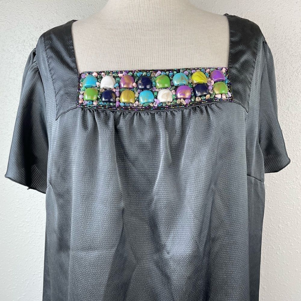 Apt. 9 Short Sleeve Beaded Tunic Top Size 1X EUC - Picture 3 of 7